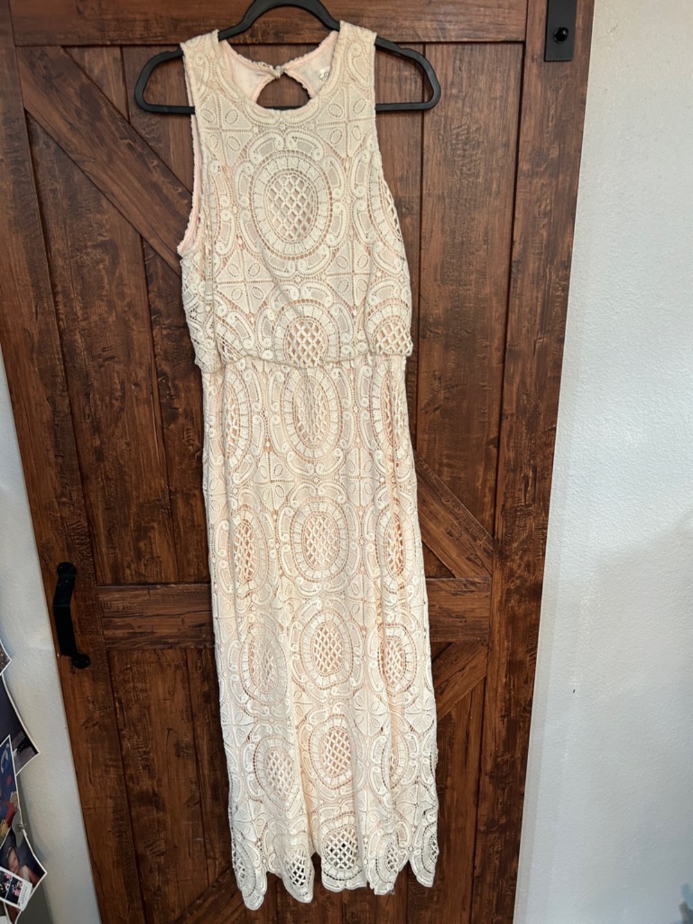 Eliza J Cream Crochet Lace Maxi Dress,NEW,firm price